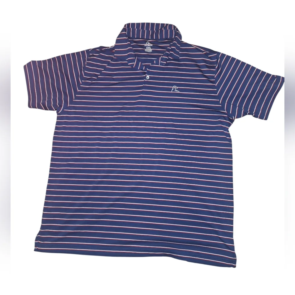 Rhoback  The Old Glory Stripe Performance Polo - Navy- Polo sz XXL - Picture 2 of 3